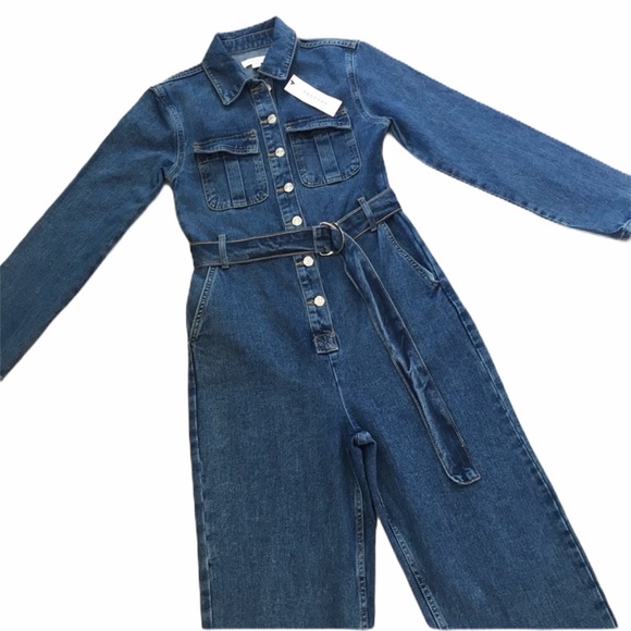NWT Topshop Denim Boiler Suit Blue Jumpsuit 4 - Picture 3 of 4